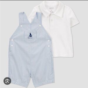 Carter’s Just One You Baby Boys Striped Sailboat Overralls